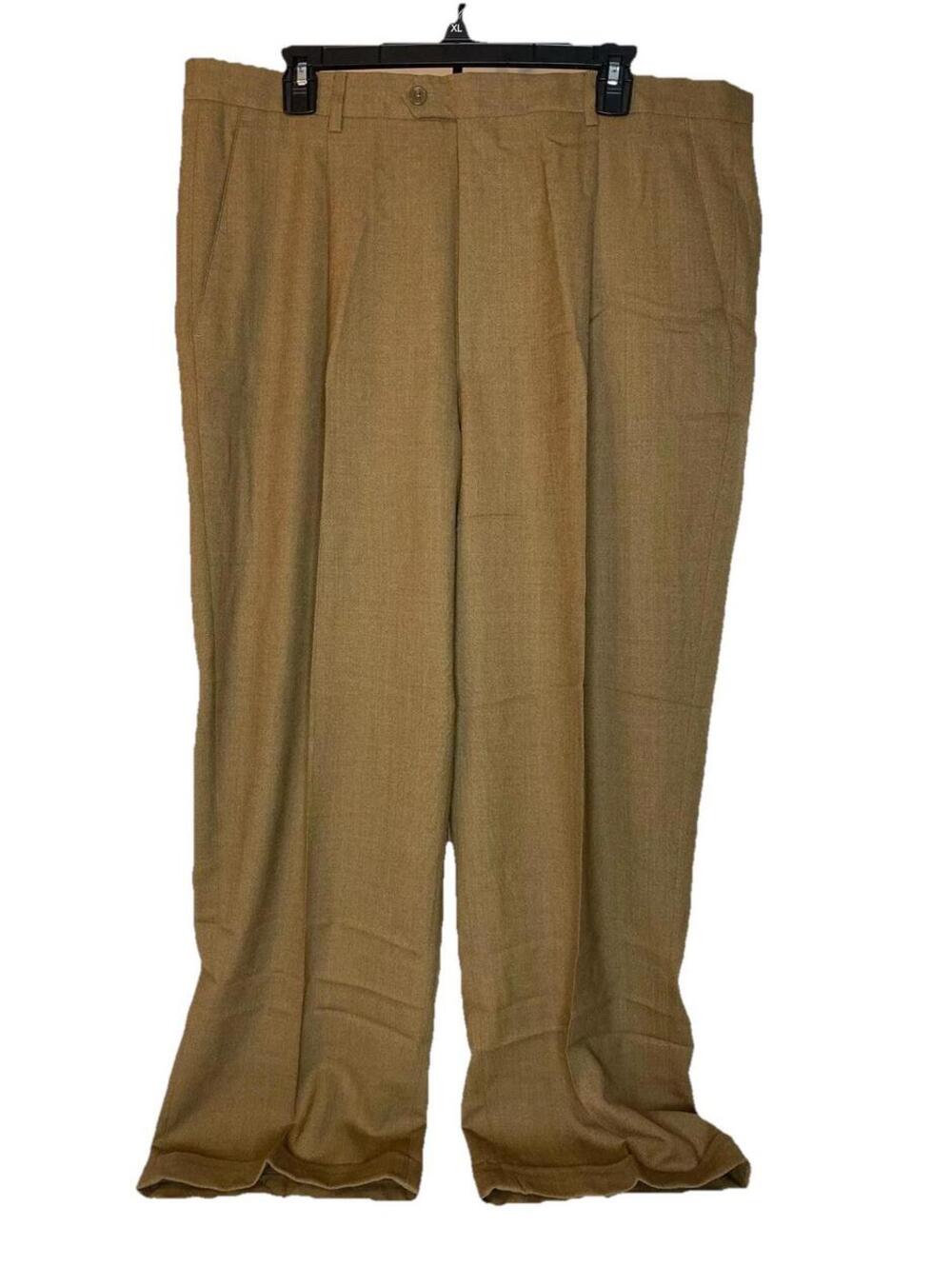 Vintage LESSONA MENS DRESS PANTS BROWN Italian Wool Tapered Flat Front MENS 38